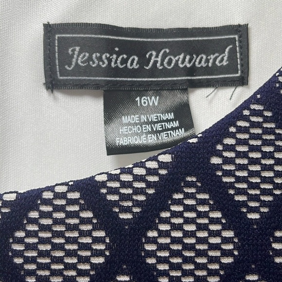 EUC Jessica Howard white with navy lace dress sz 16W - Picture 2 of 4